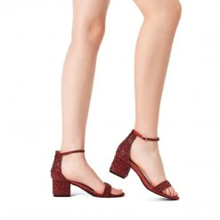 DREAM PAIRS New Arrivals Women's Chunky Pump Rhinestone Sandals