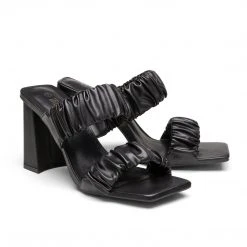 DREAM PAIRS New Arrivals Women's Square Toe Strap Chunky Heel Mules