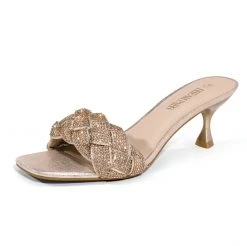 DREAM PAIRS Women's Rhinestone Open Toe Kitten Heel Sandals New Arrivals