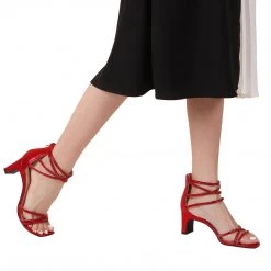 DREAM PAIRS Rhinestone Chunky Pump Sandals New Arrivals