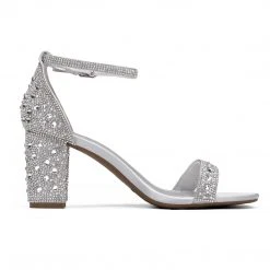 DREAM PAIRS New Arrivals Women's Chunky Rhinestone Pump Sandals