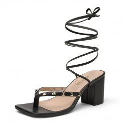 DREAM PAIRS Women's Chunky Rhinestone Strappy Pump Sandals