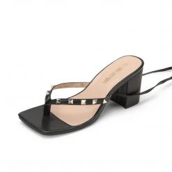 DREAM PAIRS Women's Chunky Rhinestone Strappy Pump Sandals