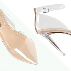 DREAM PAIRS New Arrivals Crystal Pointed Toe Rhinestone Clear Pumps