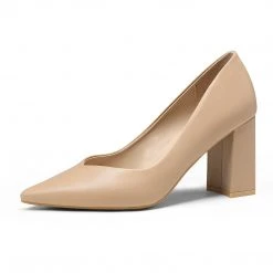 DREAM PAIRS Women's Pointed Toe Chunky Heel Pumps