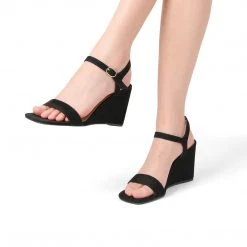 Women Dream Pairs Square Toe Slingback Wedge Sandals