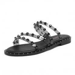 DREAM PAIRS Clear Studded Rhinestone Sandals