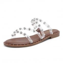 DREAM PAIRS Clear Studded Rhinestone Sandals