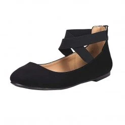 DREAM PAIRS Women's Elastic Closed Toe Flats With Ankle Strap