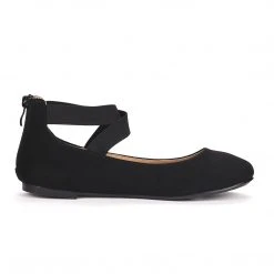 DREAM PAIRS Women's Elastic Closed Toe Flats With Ankle Strap