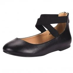 DREAM PAIRS Women's Elastic Closed Toe Flats With Ankle Strap