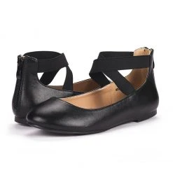 DREAM PAIRS Women's Elastic Closed Toe Flats With Ankle Strap