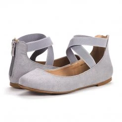 DREAM PAIRS Women's Elastic Closed Toe Flats With Ankle Strap