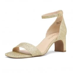 DREAM PAIRS Women's Square Toe Chunky Heel Sandals