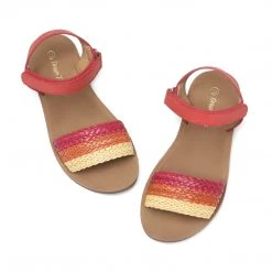 DREAM PAIRS Girls Strap Braided Flat Sandals Women