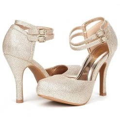 DREAM PAIRS Double Ankle Strap Almond Toe Pumps Women 37 DREAM PAIRS Double Ankle Strap Almond Toe Pumps Women