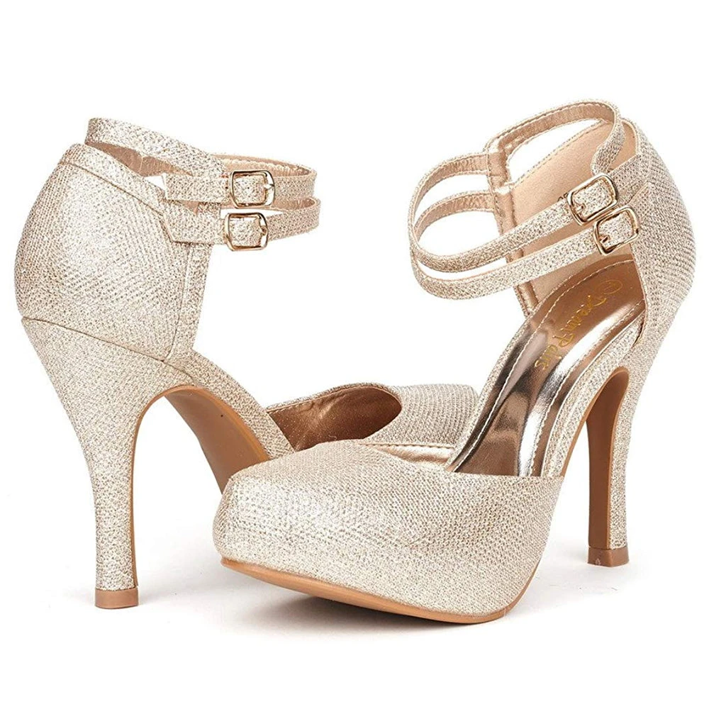 DREAM PAIRS Double Ankle Strap Almond Toe Pumps Women 7 DREAM PAIRS Double Ankle Strap Almond Toe Pumps Women