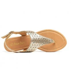 DREAM PAIRS Women's Cut Out Rhinestone Flat Sandals 42 DREAM PAIRS Women's Cut Out Rhinestone Flat Sandals