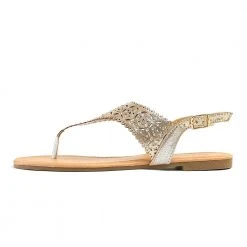 DREAM PAIRS Women's Cut Out Rhinestone Flat Sandals 41 DREAM PAIRS Women's Cut Out Rhinestone Flat Sandals