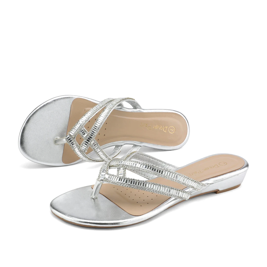 DREAM PAIRS Women's Rhinestone Flip-Flop Sandals 10 DREAM PAIRS Women's Rhinestone Flip-Flop Sandals