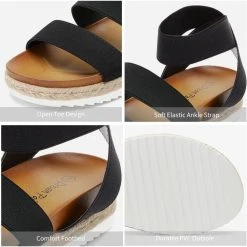 DREAM PAIRS Women Ankle Strap Espadrille Platform Wedges