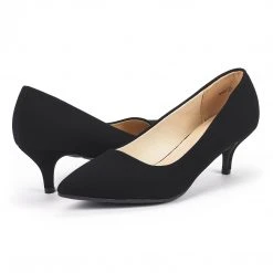 DREAM PAIRS Women's Kitten Heel Pointed Toe Pumps