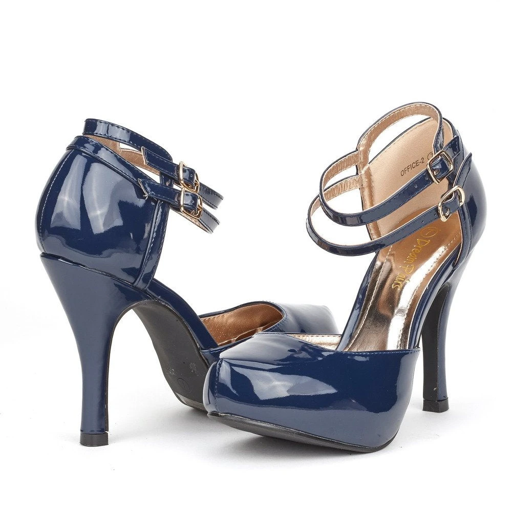 DREAM PAIRS Double Ankle Strap Almond Toe Pumps Women 24 DREAM PAIRS Double Ankle Strap Almond Toe Pumps Women