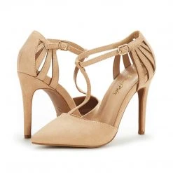 DREAM PAIRS Women's Strappy High Heel Pump Shoes