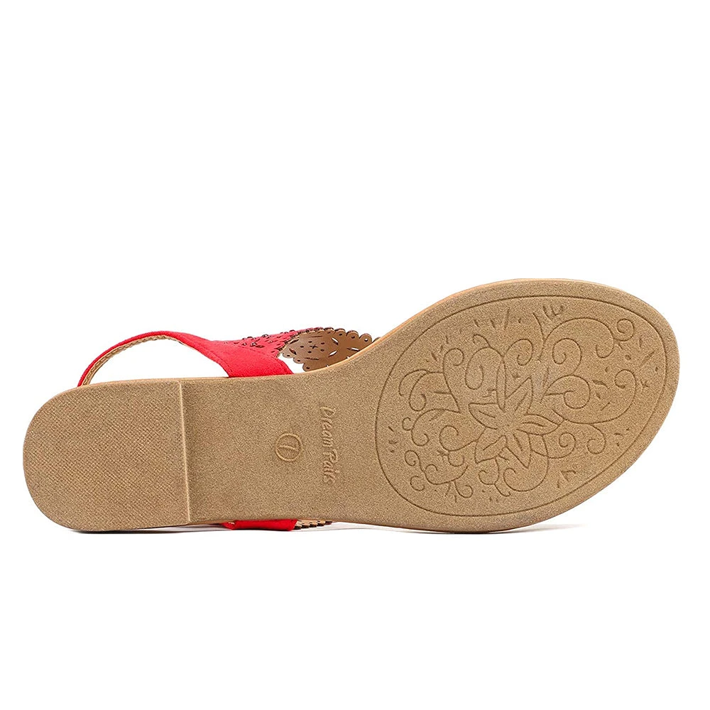 DREAM PAIRS Women's Cut Out Rhinestone Flat Sandals 4 DREAM PAIRS Women's Cut Out Rhinestone Flat Sandals