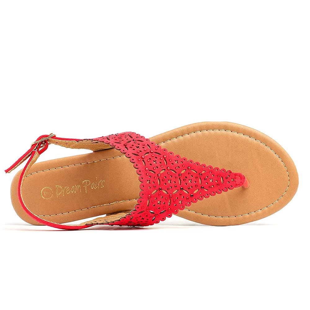 DREAM PAIRS Women's Cut Out Rhinestone Flat Sandals 3 DREAM PAIRS Women's Cut Out Rhinestone Flat Sandals