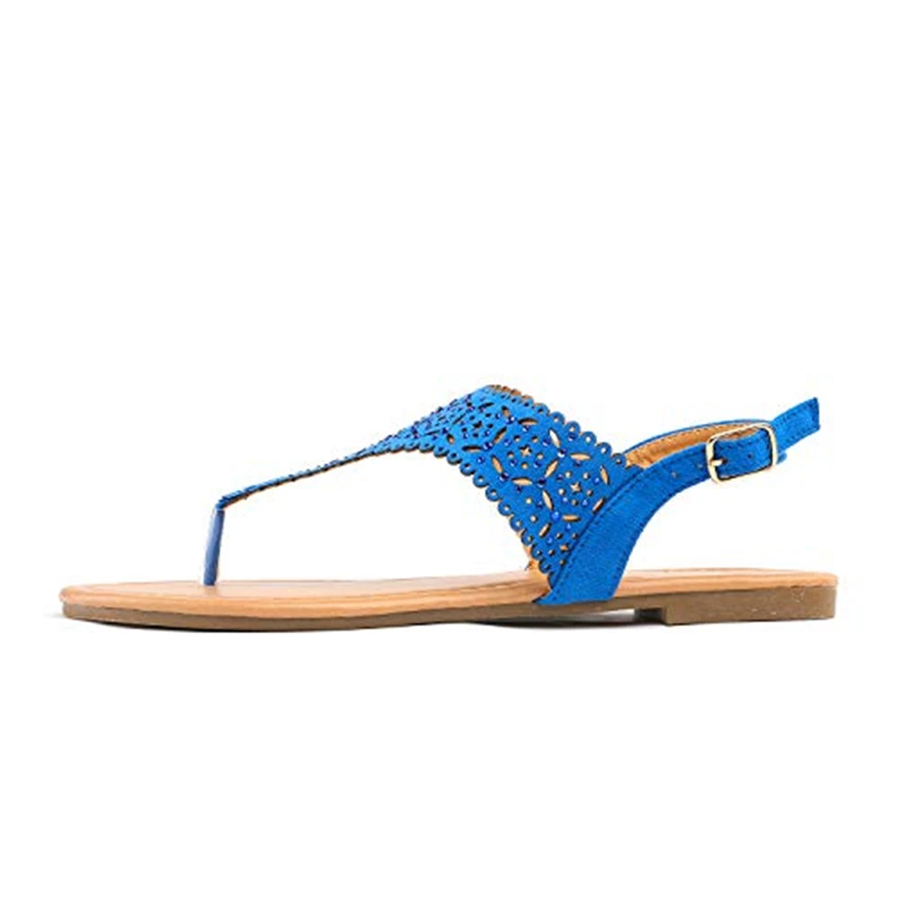 DREAM PAIRS Women's Cut Out Rhinestone Flat Sandals 26 DREAM PAIRS Women's Cut Out Rhinestone Flat Sandals