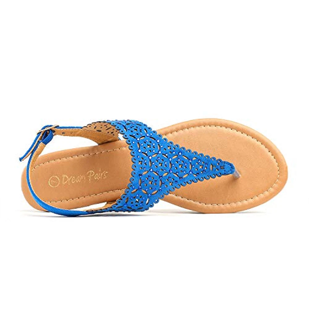 DREAM PAIRS Women's Cut Out Rhinestone Flat Sandals 27 DREAM PAIRS Women's Cut Out Rhinestone Flat Sandals