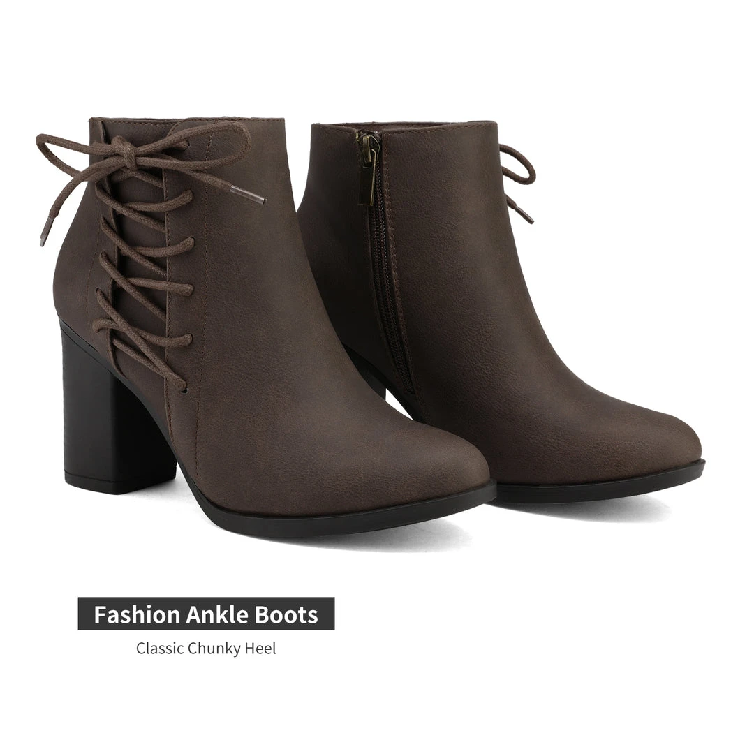 DREAM PAIRS Women's Chicago Chunky Heel Ankle Booties 9 DREAM PAIRS Women's Chicago Chunky Heel Ankle Booties