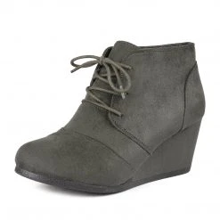 DREAM PAIRS Women's Lace Up Low Wedge Booties