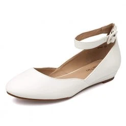 DREAM PAIRS Women's Low Wedge Ankle Strap Flats