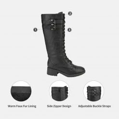 DREAM PAIRS Women's Lace Up Knee High Riding Boots