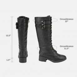 DREAM PAIRS Women's Lace Up Knee High Riding Boots