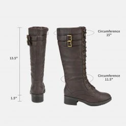 DREAM PAIRS Women's Lace Up Knee High Riding Boots