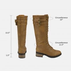 DREAM PAIRS Women's Lace Up Knee High Riding Boots