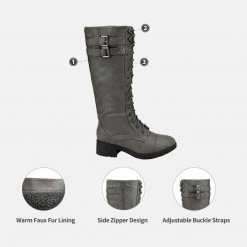 DREAM PAIRS Women's Lace Up Knee High Riding Boots