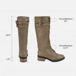 DREAM PAIRS Women's Lace Up Knee High Riding Boots